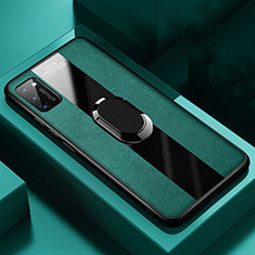 Funda Silicona Goma de Cuero Carcasa con Magnetico Anillo de dedo Soporte T03 para Huawei Honor View 30 5G Verde