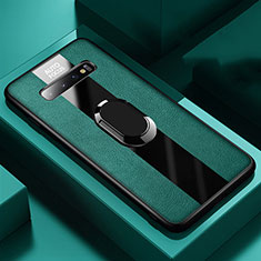 Funda Silicona Goma de Cuero Carcasa con Magnetico Anillo de dedo Soporte T03 para Samsung Galaxy S10 Verde