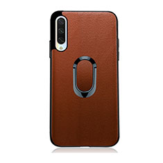 Funda Silicona Goma de Cuero Carcasa con Magnetico Anillo de dedo Soporte T03 para Xiaomi Mi A3 Marron