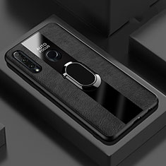 Funda Silicona Goma de Cuero Carcasa con Magnetico Anillo de dedo Soporte T04 para Huawei Honor 20i Negro