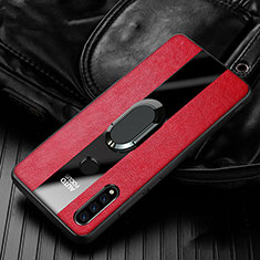 Funda Silicona Goma de Cuero Carcasa con Magnetico Anillo de dedo Soporte T05 para Huawei P30 Lite New Edition Rojo