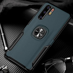 Funda Silicona Goma de Cuero Carcasa con Magnetico Anillo de dedo Soporte T05 para Huawei P30 Pro New Edition Verde