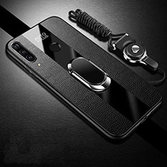 Funda Silicona Goma de Cuero Carcasa con Magnetico Anillo de dedo Soporte Z02 para Huawei P30 Lite New Edition Negro