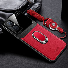 Funda Silicona Goma de Cuero Carcasa con Magnetico FL1 para OnePlus Nord N20 5G Rojo