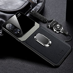 Funda Silicona Goma de Cuero Carcasa con Magnetico FL1 para Oppo A1 Pro 5G Negro