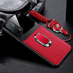 Funda Silicona Goma de Cuero Carcasa con Magnetico FL1 para Oppo A74 5G Rojo