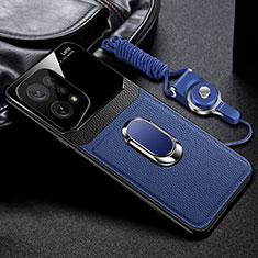 Funda Silicona Goma de Cuero Carcasa con Magnetico FL1 para Oppo Find X5 Pro 5G Azul