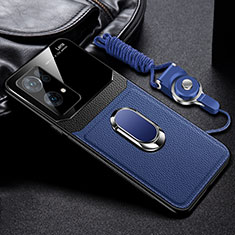 Funda Silicona Goma de Cuero Carcasa con Magnetico FL1 para Oppo Reno7 Pro 5G Azul