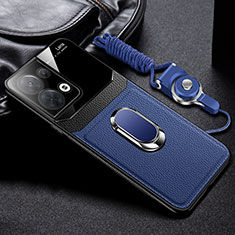 Funda Silicona Goma de Cuero Carcasa con Magnetico FL1 para Oppo Reno8 Pro 5G Azul