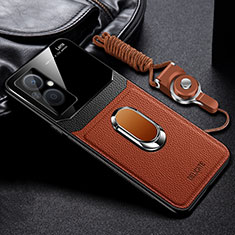 Funda Silicona Goma de Cuero Carcasa con Magnetico FL1 para Oppo Reno8 Z 5G Marron