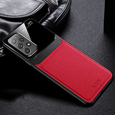 Funda Silicona Goma de Cuero Carcasa con Magnetico FL1 para Samsung Galaxy A23 4G Rojo