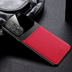 Funda Silicona Goma de Cuero Carcasa con Magnetico FL1 para Samsung Galaxy A52 4G Rojo