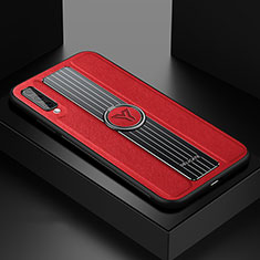 Funda Silicona Goma de Cuero Carcasa con Magnetico FL1 para Samsung Galaxy A70 Rojo