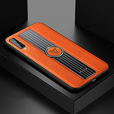 Funda Silicona Goma de Cuero Carcasa con Magnetico FL1 para Samsung Galaxy A70S Naranja