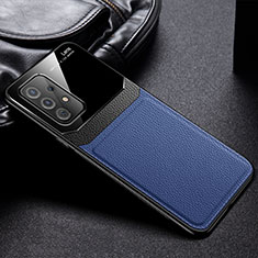 Funda Silicona Goma de Cuero Carcasa con Magnetico FL1 para Samsung Galaxy A72 4G Azul