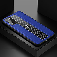Funda Silicona Goma de Cuero Carcasa con Magnetico FL1 para Samsung Galaxy Note 20 5G Azul