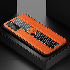 Funda Silicona Goma de Cuero Carcasa con Magnetico FL1 para Samsung Galaxy S20 Naranja