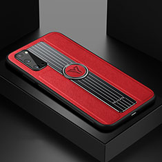 Funda Silicona Goma de Cuero Carcasa con Magnetico FL1 para Samsung Galaxy S20 Rojo