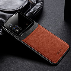 Funda Silicona Goma de Cuero Carcasa con Magnetico FL1 para Xiaomi Poco M4 Pro 4G Naranja