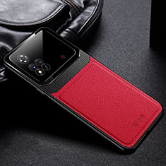 Funda Silicona Goma de Cuero Carcasa con Magnetico FL1 para Xiaomi Poco M4 Pro 4G Rojo