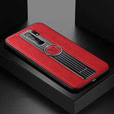 Funda Silicona Goma de Cuero Carcasa con Magnetico FL1 para Xiaomi Redmi 9 Prime India Rojo