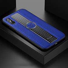 Funda Silicona Goma de Cuero Carcasa con Magnetico FL1 para Xiaomi Redmi 9AT Azul