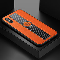 Funda Silicona Goma de Cuero Carcasa con Magnetico FL1 para Xiaomi Redmi 9i Naranja