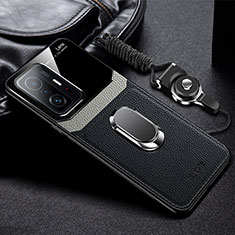 Funda Silicona Goma de Cuero Carcasa con Magnetico FL2 para Xiaomi Mi 11T 5G Negro