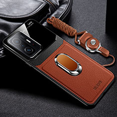 Funda Silicona Goma de Cuero Carcasa con Magnetico FL2 para Xiaomi Mi 11T Pro 5G Marron