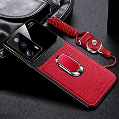Funda Silicona Goma de Cuero Carcasa con Magnetico FL2 para Xiaomi Mi 12 Lite NE 5G Rojo