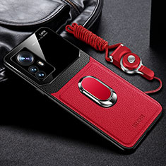 Funda Silicona Goma de Cuero Carcasa con Magnetico FL2 para Xiaomi Mi 12T Pro 5G Rojo