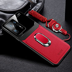 Funda Silicona Goma de Cuero Carcasa con Magnetico FL2 para Xiaomi Mi Mix 4 5G Rojo