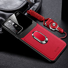 Funda Silicona Goma de Cuero Carcasa con Magnetico FL2 para Xiaomi Poco M4 Pro 5G Rojo
