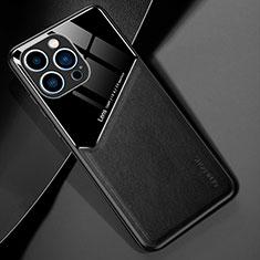 Funda Silicona Goma de Cuero Carcasa con Magnetico para Apple iPhone 13 Pro Negro