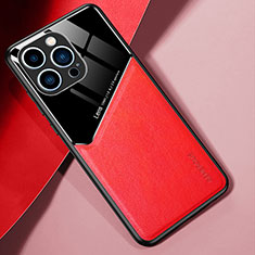 Funda Silicona Goma de Cuero Carcasa con Magnetico para Apple iPhone 14 Pro Rojo