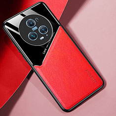 Funda Silicona Goma de Cuero Carcasa con Magnetico para Huawei Honor Magic5 Pro 5G Rojo