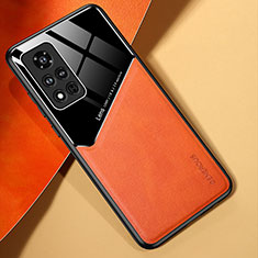 Funda Silicona Goma de Cuero Carcasa con Magnetico para Huawei Honor V40 5G Naranja