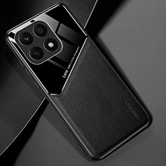 Funda Silicona Goma de Cuero Carcasa con Magnetico para Huawei Honor X8a 4G Negro