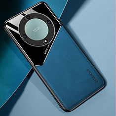 Funda Silicona Goma de Cuero Carcasa con Magnetico para Huawei Honor X9a 5G Azul