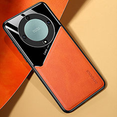 Funda Silicona Goma de Cuero Carcasa con Magnetico para Huawei Honor X9a 5G Naranja