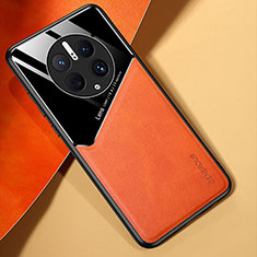 Funda Silicona Goma de Cuero Carcasa con Magnetico para Huawei Mate 50 Pro Naranja