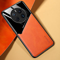 Funda Silicona Goma de Cuero Carcasa con Magnetico para Huawei Mate 50E Naranja