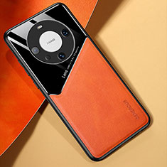 Funda Silicona Goma de Cuero Carcasa con Magnetico para Huawei Mate 60 Pro+ Plus Naranja