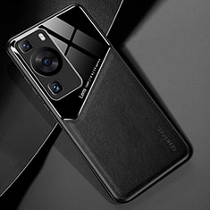 Funda Silicona Goma de Cuero Carcasa con Magnetico para Huawei P60 Pro Negro