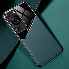 Funda Silicona Goma de Cuero Carcasa con Magnetico para Huawei P60 Pro Verde