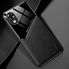 Funda Silicona Goma de Cuero Carcasa con Magnetico para Oppo A17K Negro