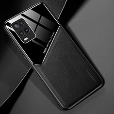 Funda Silicona Goma de Cuero Carcasa con Magnetico para Oppo A54 4G Negro