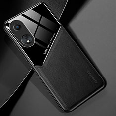 Funda Silicona Goma de Cuero Carcasa con Magnetico para Oppo A58 4G Negro