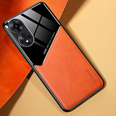 Funda Silicona Goma de Cuero Carcasa con Magnetico para Oppo A78 4G Naranja