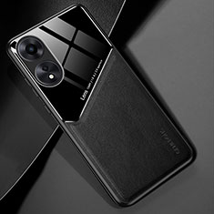 Funda Silicona Goma de Cuero Carcasa con Magnetico para Oppo A78 4G Negro